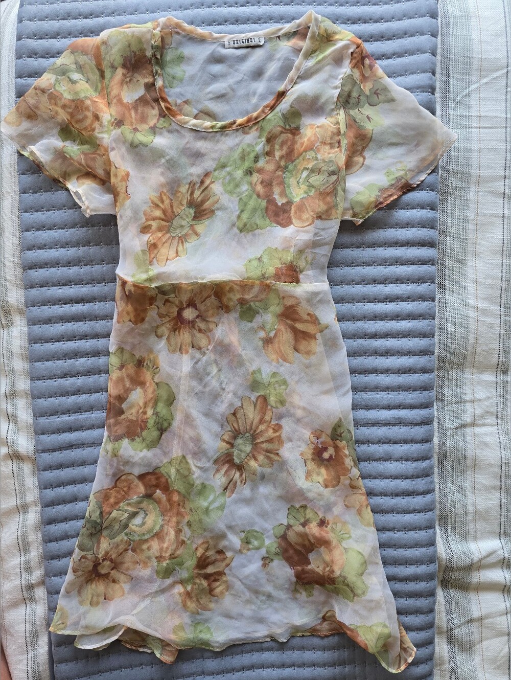 VTG Sheer Chiffon Floral Mini Dress